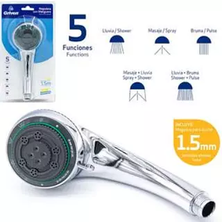 Regadera De Mano Con Manguera P/Ducha - 5 Funciones Blister