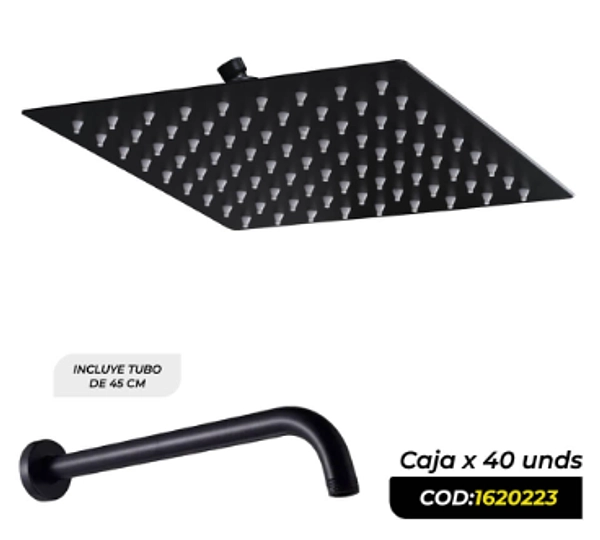 Ducha Cuadrada De 8" Negra