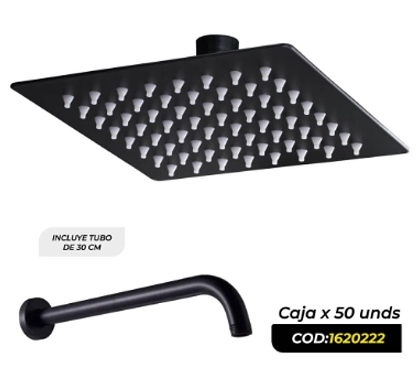 Ducha Cuadrada De 6" Negra