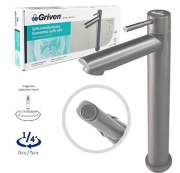 Grifo Individual Para Lavamanos Cuello Alto