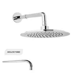 Ducha Lluvia Redonda De 8" Incluye Tubo De 45 Cm Acero Inoxi
