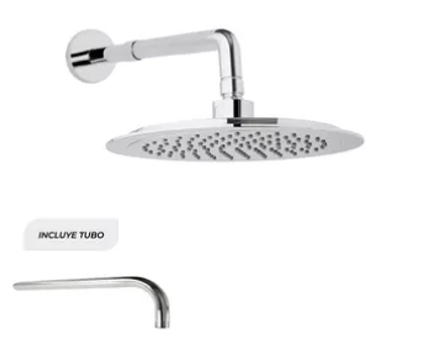 Ducha Lluvia Redonda De 6" Incluye Tubo 30cm Acero Inoxidabl