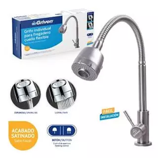 Grifo Individual P/Fregadero Cuello Flexible Acab Satín Pza