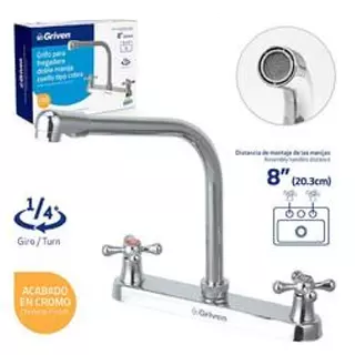 Grifo P/Fregadero Cuello Cobra Doble Manija Mariposa 8" Pza