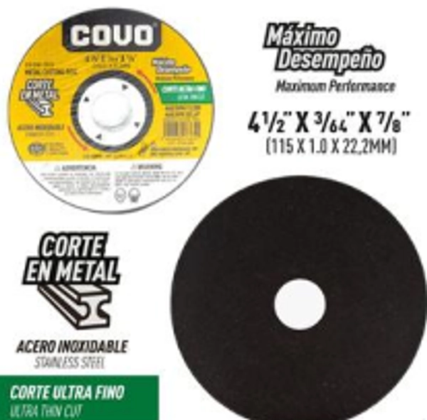 Disco Corte Metal 4 1/2"X1/20x7/8 Plano