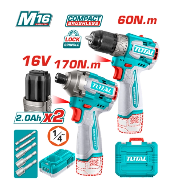 Combo Inalámbrico 16v Taladro 1/2" + Pistola De Impacto