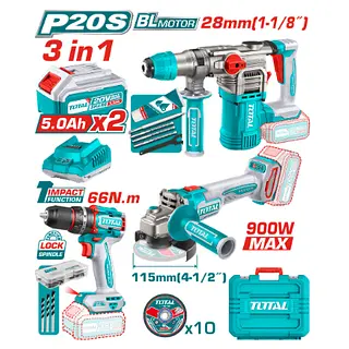 Taladro Atornillador + Pulidora Inalámbrica + Rotomartillo