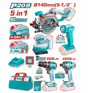 Sierra Circular + Taladro Percutor + Atornillador + Lijadora
