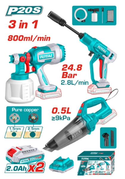 Pistola Pintar 800ml + Hidrolavadora + Aspiradora De Mano