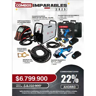 Soldador Inversor + Careta Electronica + Taladro + Pulidora.