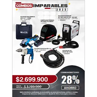 Soldador Inversor + Careta + Taladro + Pulidora