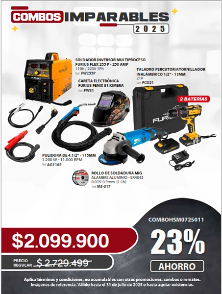 Soldador Inversor + Careta Electronica + Taladro + Pulidora