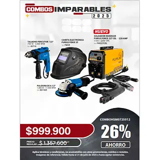 Taladro Percutor 1/2 + Careta + Soldador + Pulidora