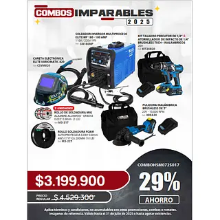 Soldador + Careta + Kit Taladro + Pulidora + Soldadura Rollo