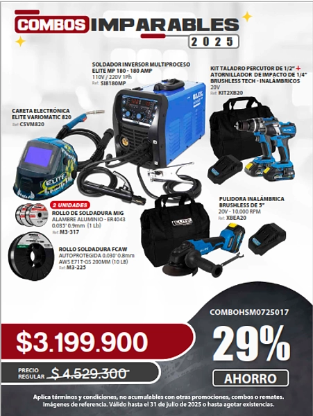 Soldador + Careta + Kit Taladro + Pulidora + Soldadura Rollo