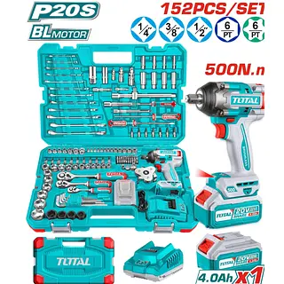 Llave De Impacto 1/2" 20v 500 N.M + 152 Accesorios
