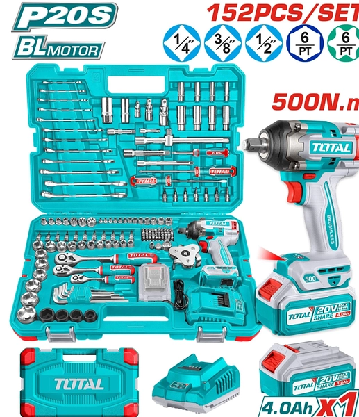 Llave De Impacto 1/2" 20v 500 N.M + 152 Accesorios