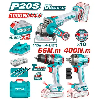 Combo Inalambrico 20v Taladro 1/2" + Pulidora +Pistola Impac