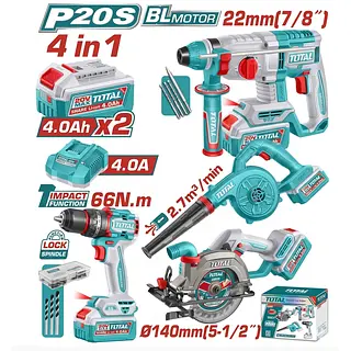 Combo Total 20v: Taladro, Rotomartillo, Sierra Y Soplador